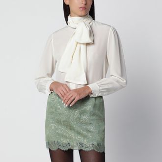 Saint Laurent Blusa craie in cr&ecirc;pe de chine di seta