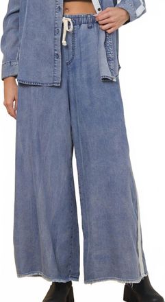 Vintage Havana Wide-Leg Drawstring Pants In Washed Denim