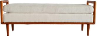 PIB Banco de madera maciza y tejido blanco