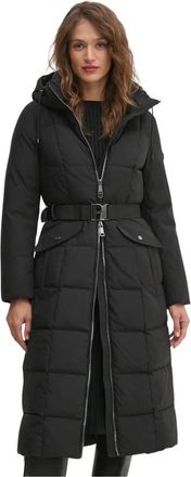 DKNY Gewatteerde Jas - Dames - Parka Jassen - Zwart - XL - Leer - Jassen