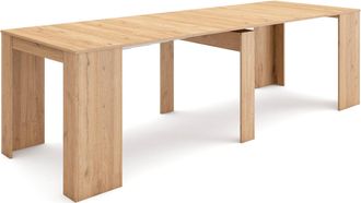 Skraut Home Skraut Home - Mesa Consola Extensible, Mesa Comedor Plegable, 260, Para 12 Comensales, Comedor Y Cocina, Estilo Moderno, Roble