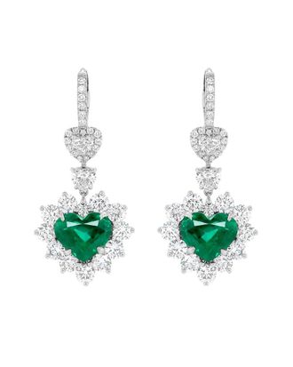 Diana M. Jewels Fine Jewelry 18K 16.16 Ct. Tw. Diamond & Emerald Earrings