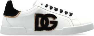 Dolce & Gabbana Leren Sneakers met Logo - Dames - Sneakers - Wit - 41 EU - Su&egrave;de - Schoenen