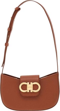Ferragamo Brown Gancini Mini Shoulder Bag