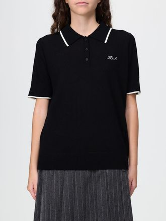 Karl Lagerfeld Polo in maglia di pura lana merino con profili a contrasto