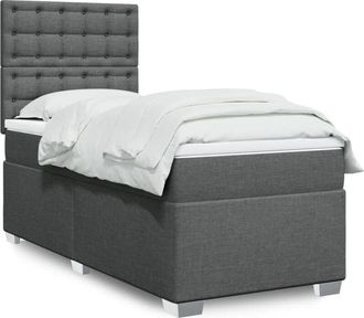 vidaXL Vidaxl - Cama Box Spring Con Colch&oacute;n Tela Gris Oscuro 90x190 Cm