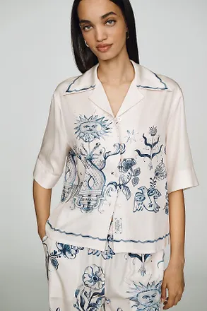 Scotch & Soda Printed Short-Sleeve Camp Shirt Top