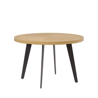 Koketto Home Mesa de comedor redonda de 120cm roble con patas negras