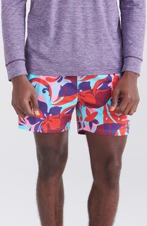 Saxx Floral Print 2N1 Volley Shorts in Tropical Lens-Multi at Nordstrom Rack, Size X-Large