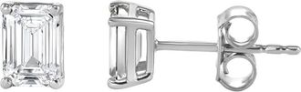 Grown Brilliance 1.00 Carat 14K White Gold Emerald Cut Lab Grown Diamond Stud Push Back Earrings for Women-Color/Clarity-GVSI