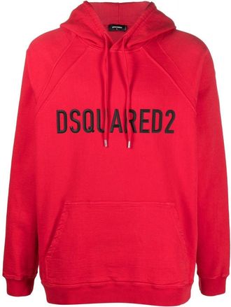 Dsquared2 raised-logo drawstring hoodie - men - Spandex/Elastane/Lyocell/Cotton - L