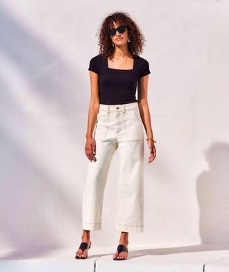 Fifteen Twenty Mindy Square Neck Tee In Black