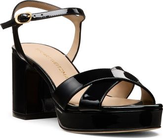 Stuart Weitzman Dayna Platform 80 Sandal in Black Patent at Nordstrom, Size 11.5