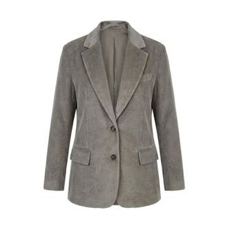Brunello Cucinelli Blazer monopetto a coste - female - Brunello Cucinelli - Blazers - Gray - 2XS - Jackets