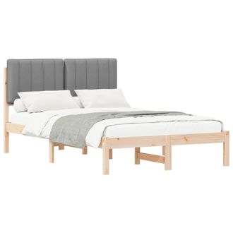 vidaXL Estructura De Cama Con Cabecera Tapizada Gris Natural Y Claro Vidaxl
