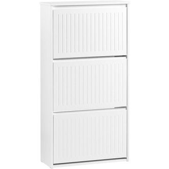 SoBuy Scarpiera Con 3 Ribalte e 6 Ripiani Scarpiera Con Scomparto Aggiuntivo Portascarpe Salvaspazio Grigio 61x26x120cm FSR165-H-HG - Sobuy
