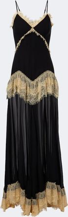 De La Vali Estela lace-trimmed georgette maxi dress