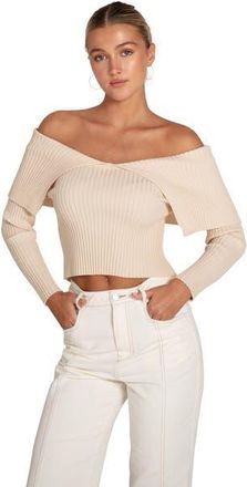 Belle & Bloom More Than Words Collared Knit Top in Cream at Nordstrom, Size Medium Au