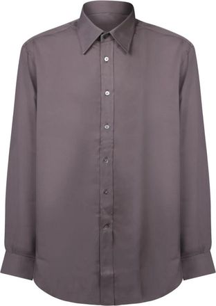 Dell'Oglio Beige Stijlvolle Overhemden - Heren - Zakelijke Overhemden - Grijs - XL - Overhemden