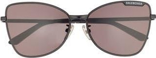 Balenciaga 60mm Cat Eye Sunglasses in Black Black Grey at Nordstrom Rack