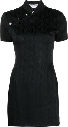 Marine Serre Moon Diamant-jacquard minidress - women - Acetate/Viscose/Elastane - 36 - Black