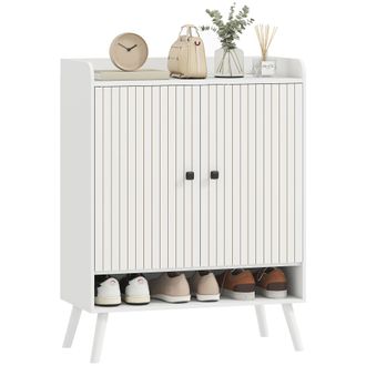 OEM Zapatero Entrada Recibidor Con Estantes Ajustables Compartimento Abierto Para 15 Pares De Zapatos 75x35x97 Cm Blanco