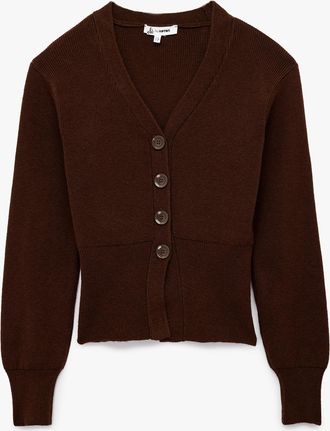 Koton VESTEN Bruine V-hals Trui Met Knoopsluiting