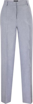 Max Mara Malizia Broek - Dames - Straight fit broeken - Blauw - L - Linnen - Broeken