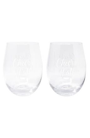 Draper James Cheers Yall Set of 2 Wine Glasses in Silver at Nordstrom Rack
