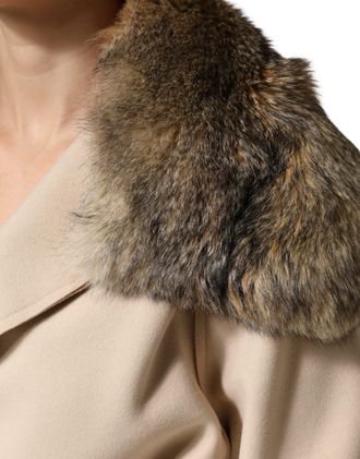 Dolce & Gabbana Womens Brown Fur Shoulder Collar Neck Wrap Scarf