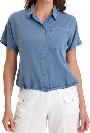 Xcvi Zane Snap Up Top In Blue