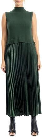 Max Studio Mock Neck Sleeveless Twofer Dress in Hunter Green at Nordstrom Rack, Size X-Large