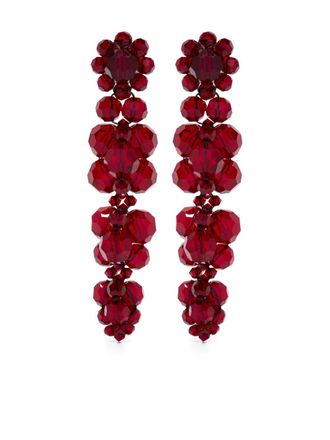 Simone Rocha crystal-flower earrings - Red