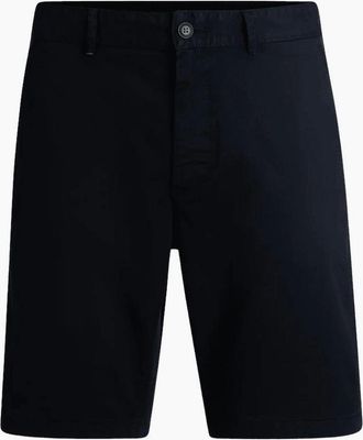 HUGO BOSS Mens Cotton Slim Fit Navy Chino Shorts - Black