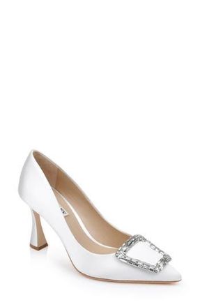 Badgley Mischka Aubree Pointed Toe Pump in Whitesatin at Nordstrom Rack, Size 8.5
