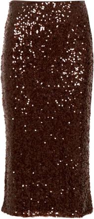 Pennyblack Sequin Pencil Midi Rok - Dames - Kokerrokken - Bruin - 2XS - Polyester - Rokken