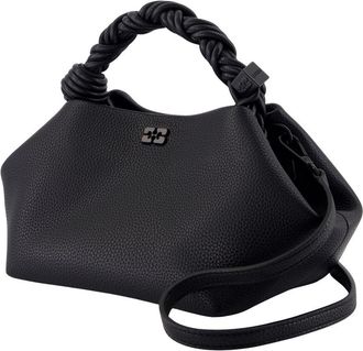 Ganni Womens Grained Leather Shoulder Bag Black