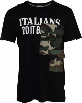 Dolce & Gabbana Zwart camouflage katoenen T-shirt - Heren - T-shirts - Zwart - 5XL - Katoen - Tops