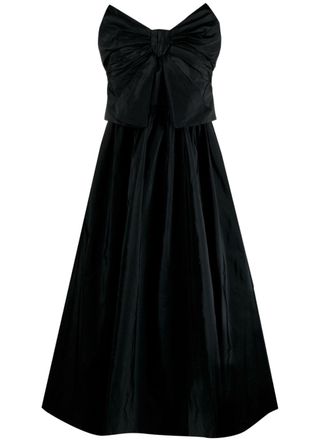 Red Valentino bow appliqu&eacute; strapless mididress - women - Polyester/Acetate/Polyester - 40 - Black