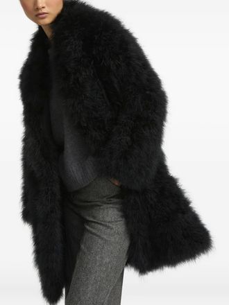 Yves Salomon feather-detailing coat - women - Turkey Feather/Silk - 36 - C99