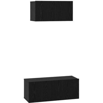 vidaXL Vidaxl - Conjunto De Mueble De Tv 2 Pcs Roble Negro 80 X 30 X 30 Cm