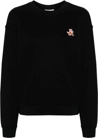 Maison Kitsun&eacute; Speedy Fox Patch Comfort Sweatshirt - Dames - Sweatshirts - Zwart - M - Katoen - Hoodies & sweatvesten