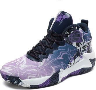 Generic Mens Plus Size Basketball Shoes High top Breathable Anti Slip Wear-Resistant Rebound Casual Sports Training Boots Walking Shoes(Purple,12.5 UK)