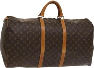 Louis Vuitton Tweedehands Canvas Louis Vuitton tassen - Dames - Vintage Weekendtas - Bruin - ONE Size - Leer - Vintage