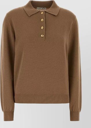Blaz&eacute; Milano cashmere wool long-sleeve polo shirt