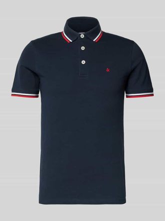 Jack & Jones Jack & Jones Slim Fit Poloshirt mit Logo-Stitching Modell PAULOS in Marine, Gr&ouml;&szlig;e XL