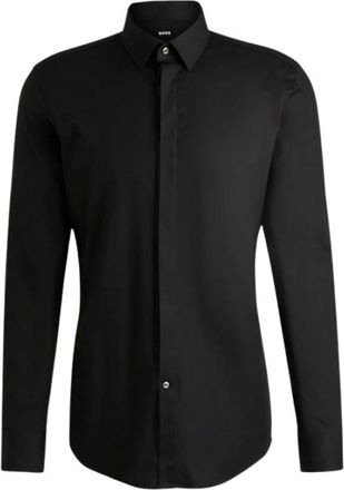 HUGO BOSS Hank Slim Fit Overhemd - Heren - Zakelijke Overhemden - Zwart - 4XL - Katoen - Overhemden