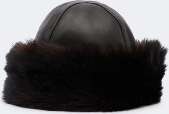 Nour Hammour Cappello Dallen in pelle e shearling