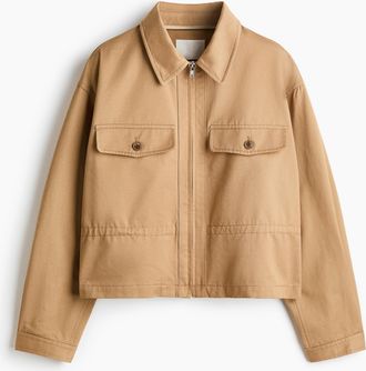 H&M Jacke aus Baumwolltwill - Dunkelbeige