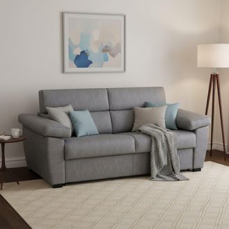 Dmora Sof&aacute; Cama 3 Plazas Trino, Desenfundable, Con Almacenaje Hecho En Italia, Lavable, 225x95 Cm Gris